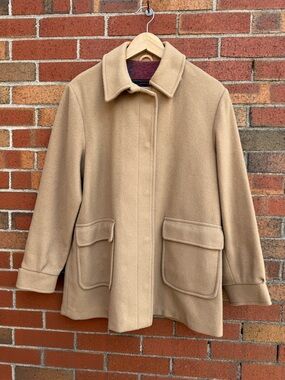 Vintage Botany 500 Camel Wool Coat USA Made Minimalist Old Money  Plaid Lined